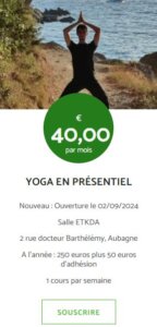 Abonnement cours de yoga présentiel Aubagne