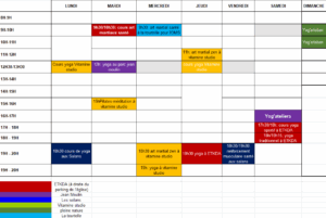 Planning des cours de yoga A-corps